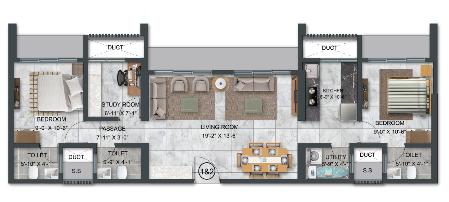 Agarwal Floresta Goregaon East 2.5BHK Floor Plan